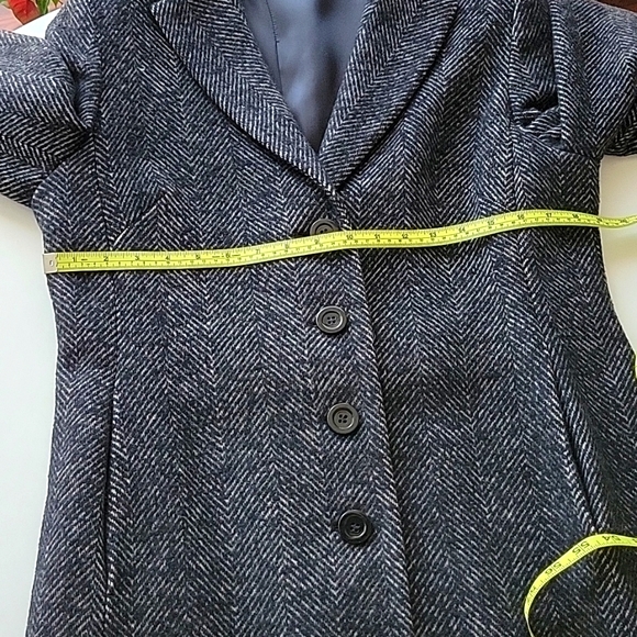 Cinzia Rocca wool/silk/angora grey and black herringbone coat - Picture 7 of 14